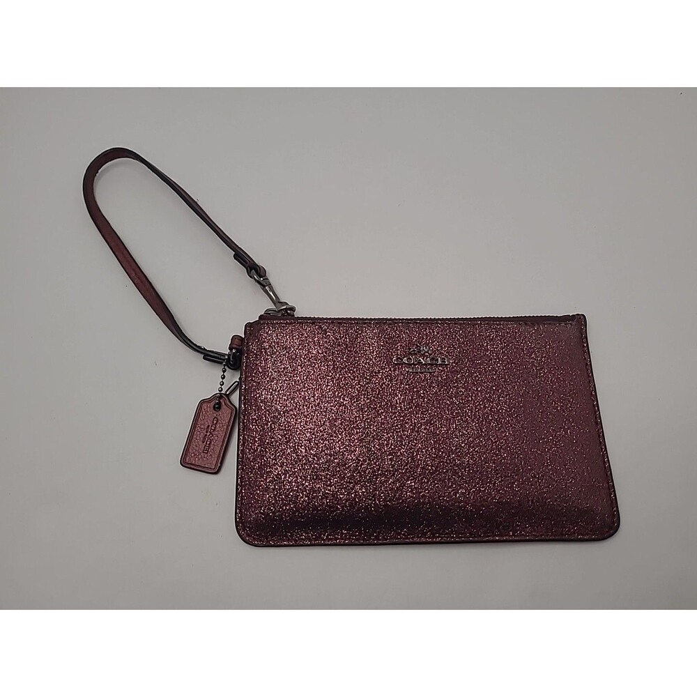 Coach Metallic Cherry Glitter Small Wristlet F64585 Wallet Horses Logo Clutch